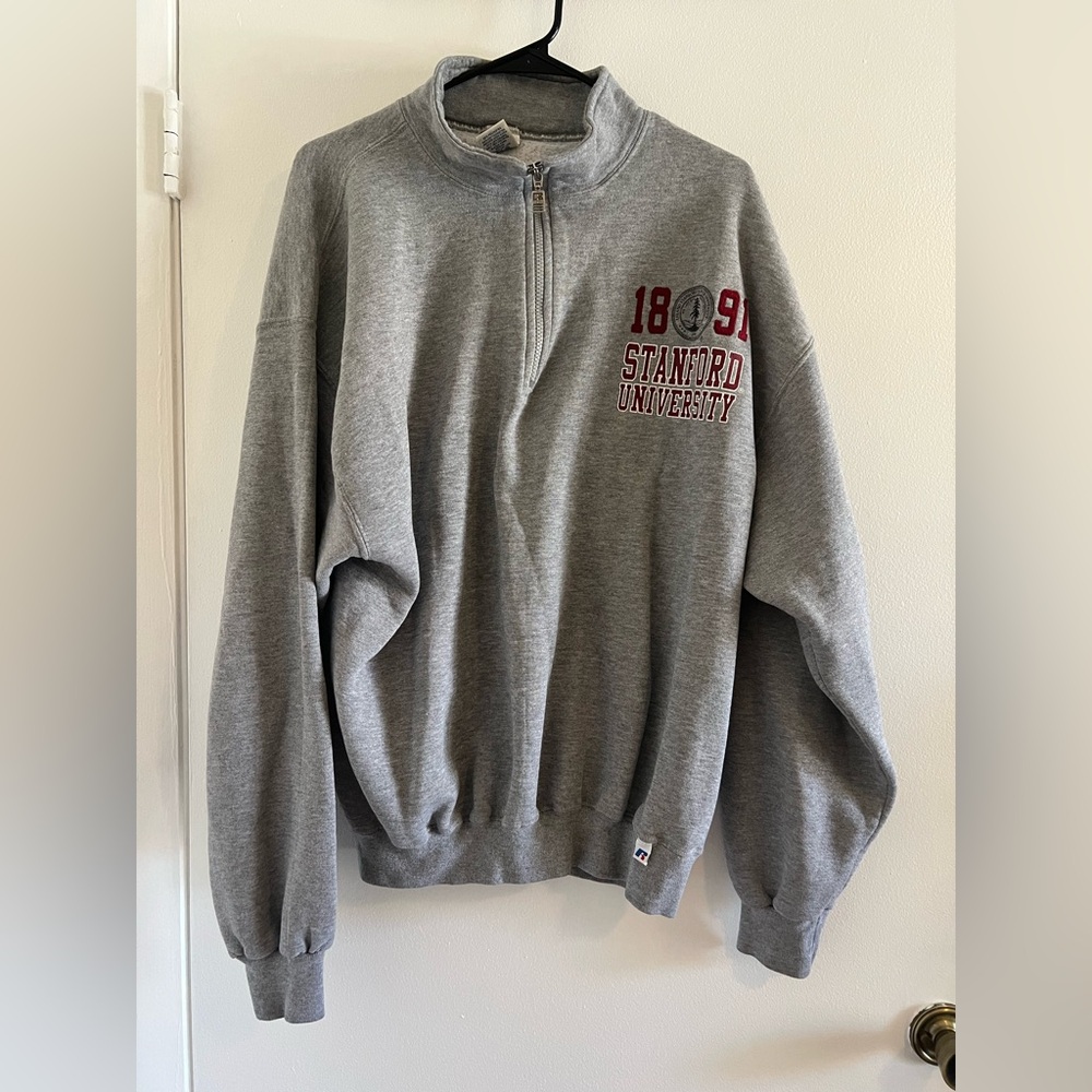 Unisex Stanford University Ivy League Quarter-Zip Sweater Gray
